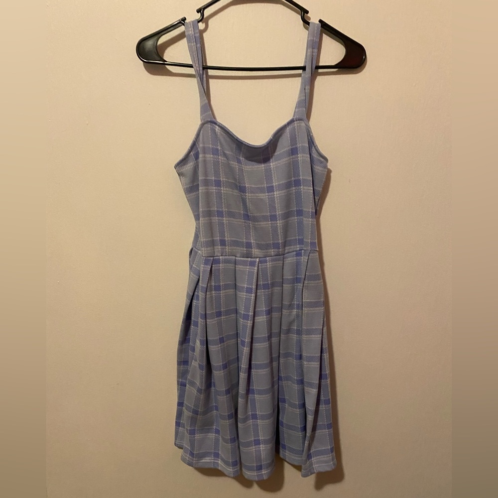 blue patterned simple dress